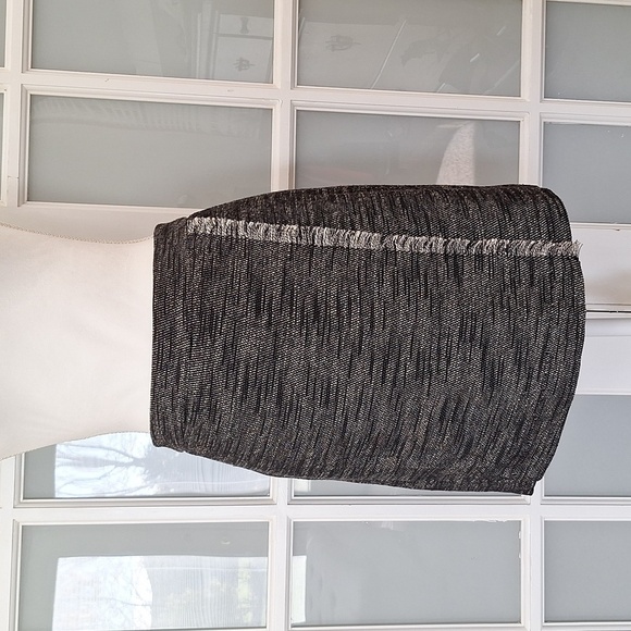 LOFT Heather Black and White Tweed Faux Wrap Skirt - Picture 4 of 16